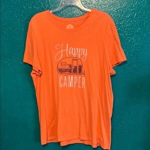 Life Is Good Orange "Happy Camper" Short Sleeve Tee